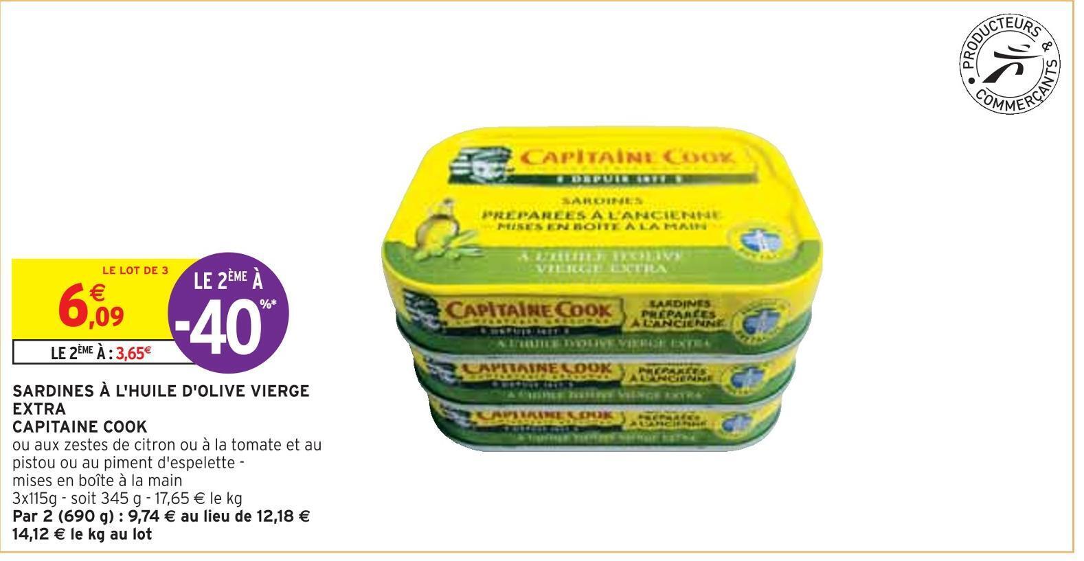 Promo Capitaine cook sardines à l'huile d'olive vierge extra chez