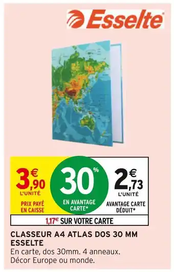 Intermarché Esselte classeur a4 atlas dos 30 mm offre