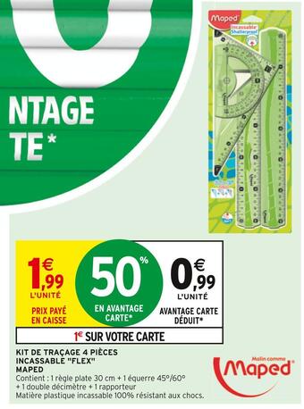 Intermarché Maped kit de traçage 4 pièces incassable flex offre