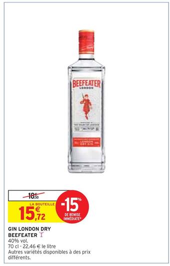 Intermarché Beefeater gin london dry offre