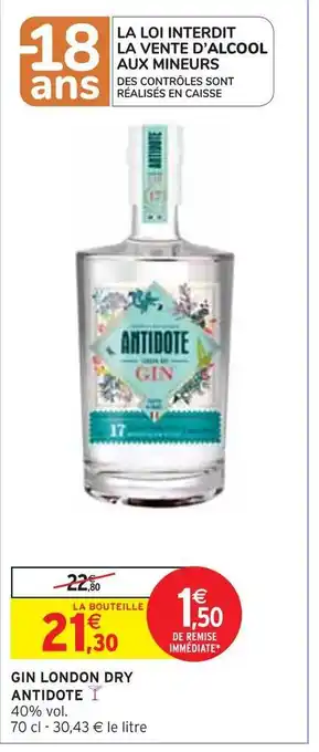 Intermarché Antidote gin london dry offre