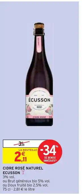 Intermarché Ecusson cidre rosé naturel offre