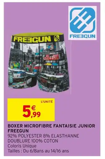Intermarché Freegun boxer microfibre fantaisie junior offre