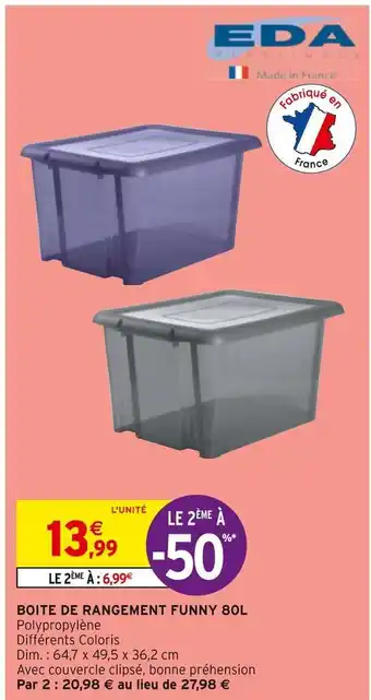 Intermarché Eda boite de rangement funny 80l offre