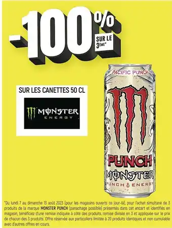 Spar Monster energy sur les canettes 50 cl monster energy offre