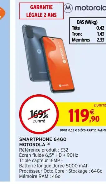 Intermarché Motorola smartphone 64go offre