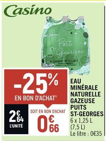 Spar Puits st-georges eau minérale naturelle gazeuse offre