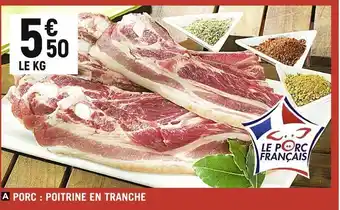 Porc : poitrine en tranche