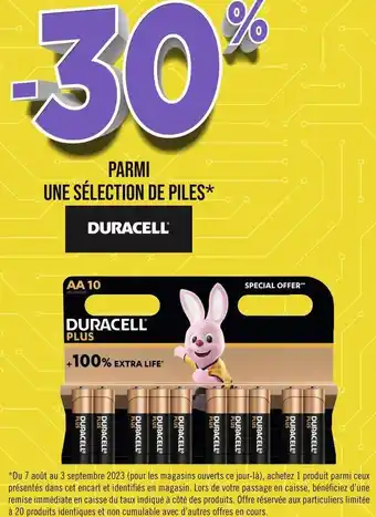 Casino Supermarchés Duracell -30% parmi une sélection de piles offre