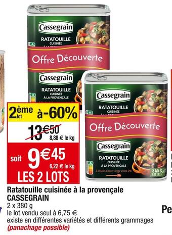 Cora x Carrefour Cassegrain ratatouille cuisinée à la provençale offre
