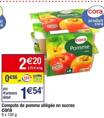 Cora x Carrefour Cora compote de pomme allégée en sucres offre