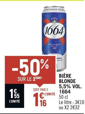 Spar 1664 bière blonde 5,5% vol. offre