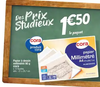 Cora Cora papier à dessin millimétré 90 g offre