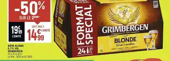 Spar BIÈRE BLONDE 6,7% VOL. GRIMBERGEN 24 x 25 cl (6 L) Le litre : 3€33 ou X2 2€50 offre