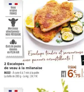 Thiriet 2 Escalopes de veau à la milanaise offre