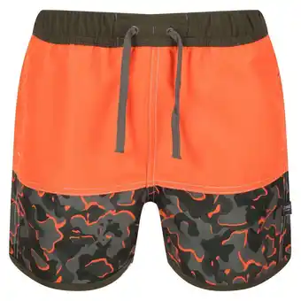 Decathlon Short de bain sergio enfant (orange vif / vert kaki sombre) offre