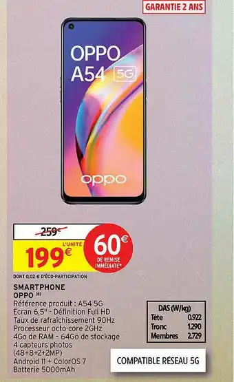 Intermarché Smartphone Oppo A54 5g offre