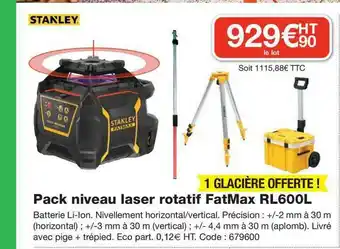 Ciffréo Bona Pack Niveau Laser Rotatif Fat Max Rl600l Stanley offre