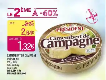 Match Camembert De Campagne Président offre