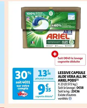 Auchan Supermarché Ariel lessive capsule aloe vera all in 1 pods(1) offre