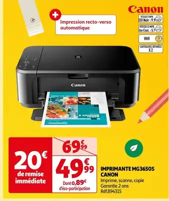 Auchan Canon imprimante mg3650s offre