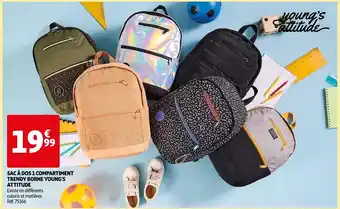 Auchan Young's attitude sac à dos 1 compartiment trendy borne offre