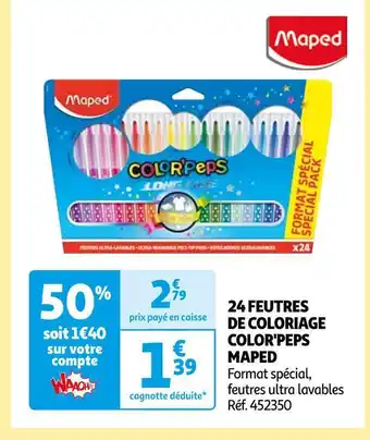Auchan Maped 24 feutres de coloriage color'peps offre