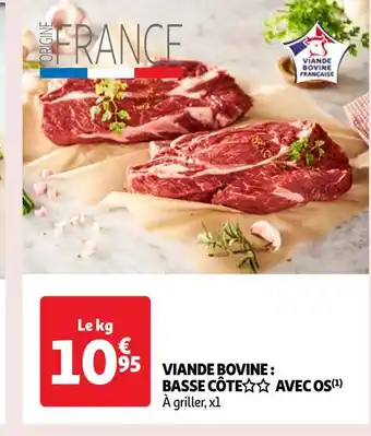 Auchan Viande bovine : basse côte avec os offre