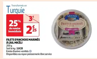 Auchan Micéli filets d'anchois marinés à l'ail offre
