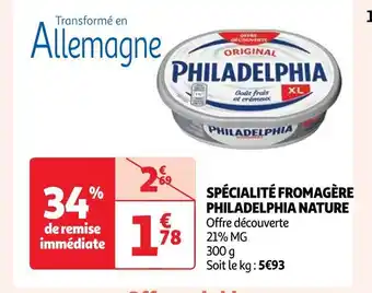 Auchan Philadelphia spécialité fromagère nature offre