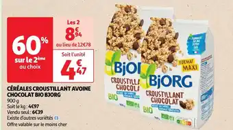 Auchan Bjorg céréales croustillant avoine chocolat bio offre