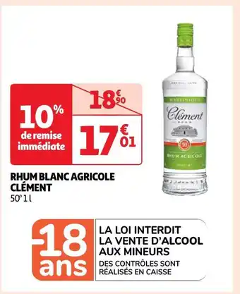 Auchan Clément rhum blanc agricole clément offre