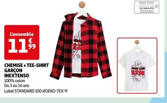 Auchan Inextenso chemise + tee-shirt garçon offre