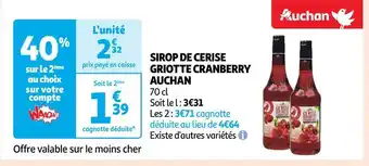 Auchan Auchan sirop de cerise griotte cranberry offre