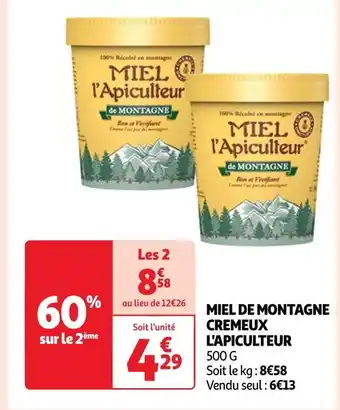 Auchan Miel l'apiculteur miel de montagne cremeux offre
