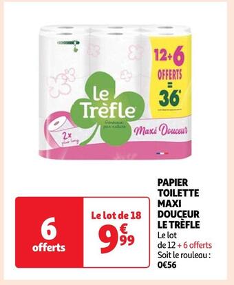 Auchan Le trèfle papier toilette maxi douceur offre
