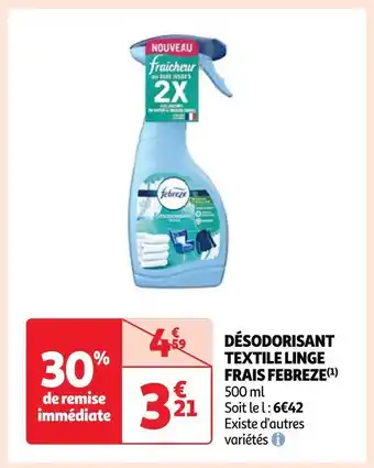 Auchan Febreze désodorisant textile linge frais(1) offre