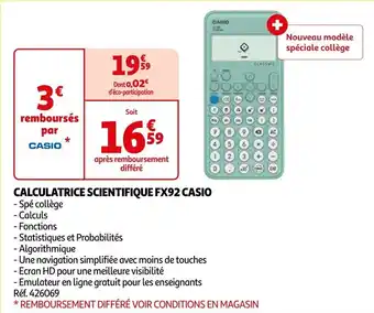 Auchan CALCULATRICE SCIENTIFIQUE FX92 CASIO offre