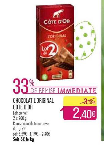 Match Chocolat L'original Côte D'or offre