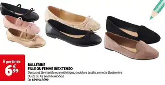 Auchan BALLERINE FILLE OU FEMME INEXTENSO offre