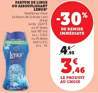 Hyper U PARFUM DE LINGE OU ASSOUPLISSANT LENOR* offre