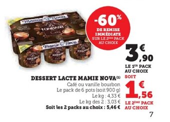 Hyper U DESSERT LACTE MAMIE NOVA(¹) offre