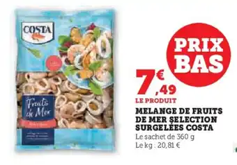 Hyper U MELANGE DE FRUITS DE MER SELECTION SURGELÉES COSTA offre