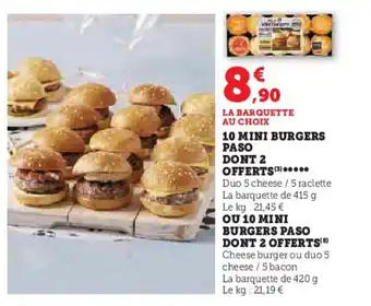 Hyper U 10 MINI BURGERS PASO DONT 2 OFFERTS(8) offre