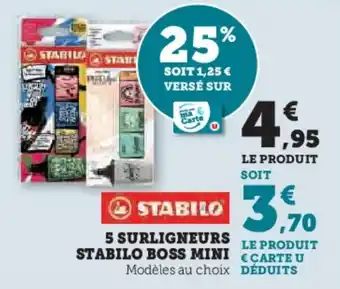 Hyper U 5 SURLIGNEURS STABILO BOSS MINI offre