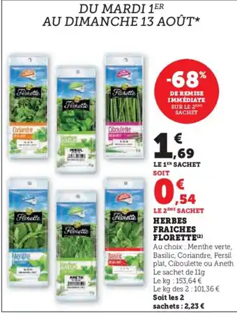 U Express HERBES FRAICHES FLORETTE (2) offre