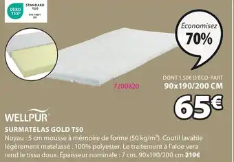 JYSK SURMATELAS GOLD T50 offre