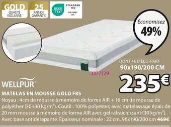JYSK WELLPUR® MATELAS EN MOUSSE GOLD F85 offre