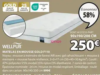 JYSK WELLPURⓇ MATELAS EN MOUSSE GOLD F110 offre