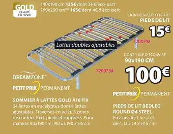 JYSK SOMMIER À LATTES GOLD A10 FIX offre
